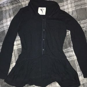 Abercrombie and Fitch Navy Button Down Flare Top